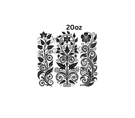 20oz black outline flower bands