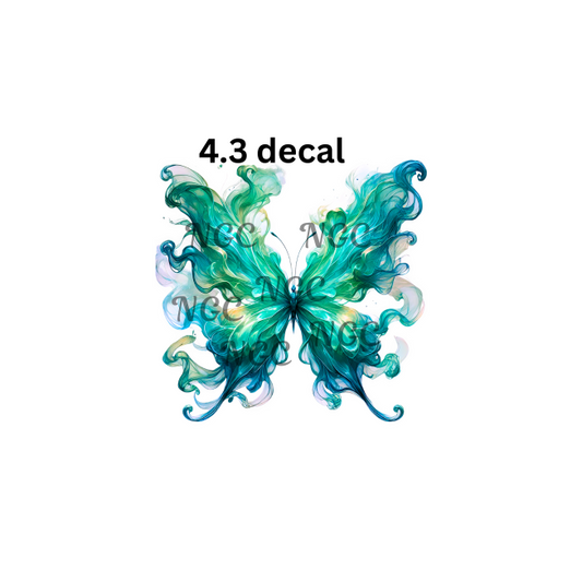 decal teal smokey butterfly