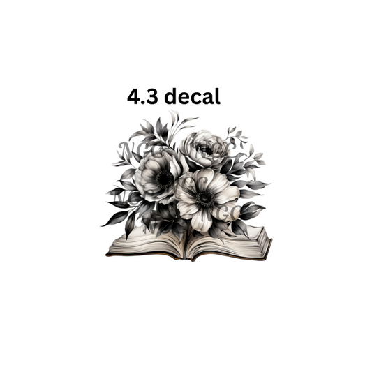 decal book and flowers