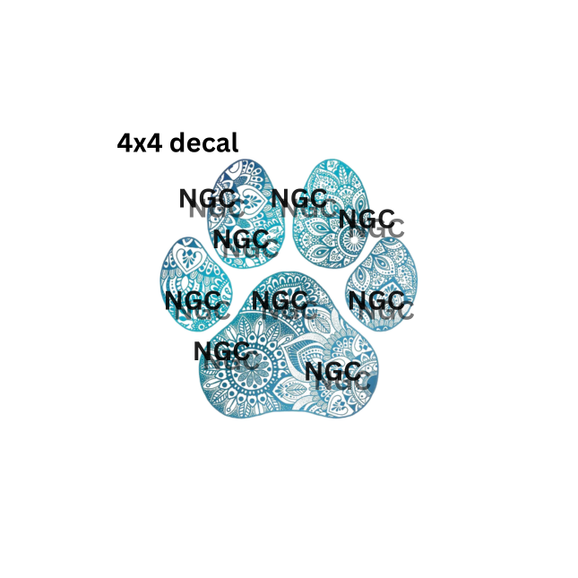 decal teal dog paw