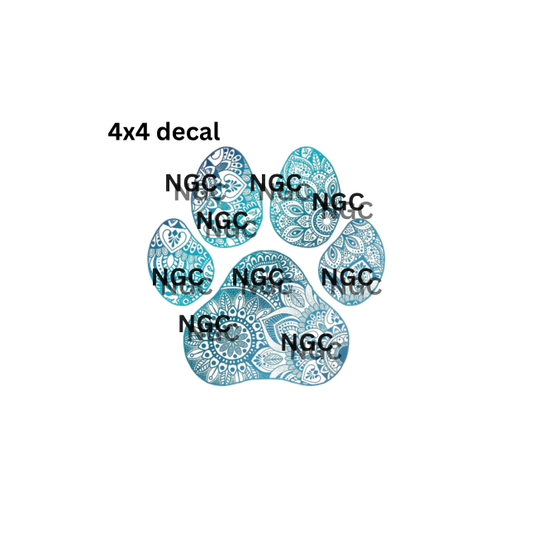 decal teal dog paw