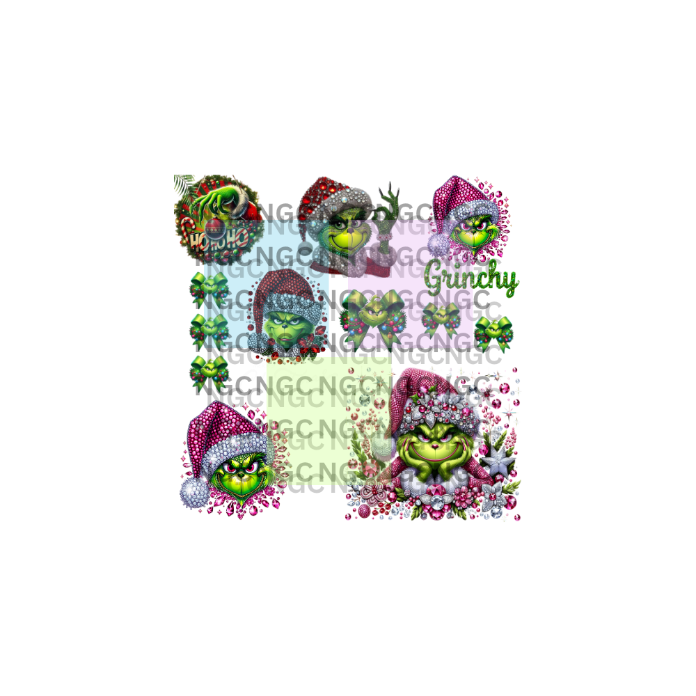 10x10 rhinestone grinch