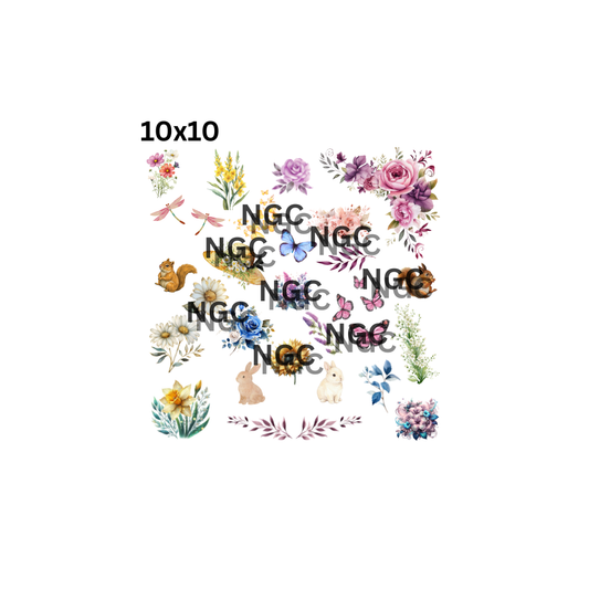 10x10 spring flowers elements
