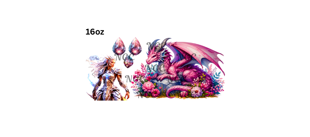 16oz pink dragon with gemstones