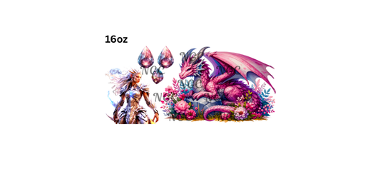 16oz pink dragon with gemstones