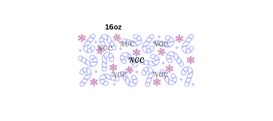 16oz purple candycane and snowflakes
