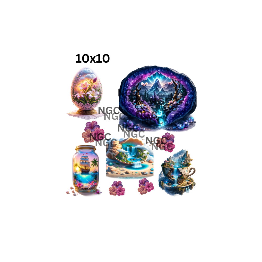 10x10 image in image with rhinestone hibiscus