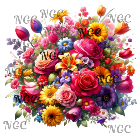 single decal colorful flower bouquet