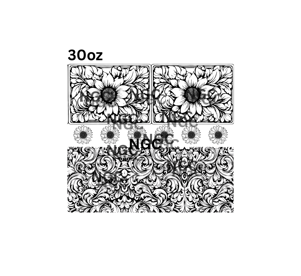 30oz filigree and sunflower outline