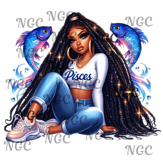 single decal pisces girl zodiac