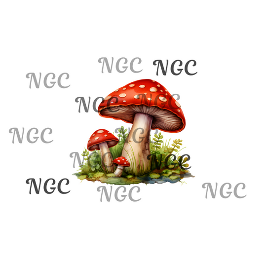 single decal red mushroom trio