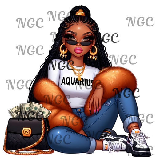 single decal boujie girl aquarius