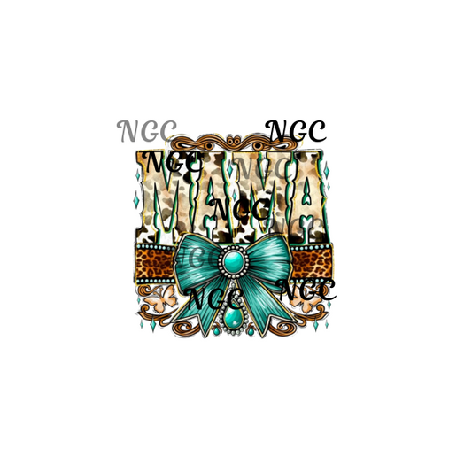 single decal mama with teal bow