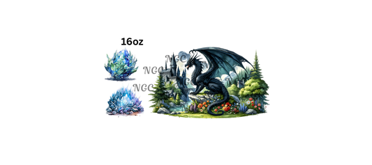 16oz dragon with castle & crystals