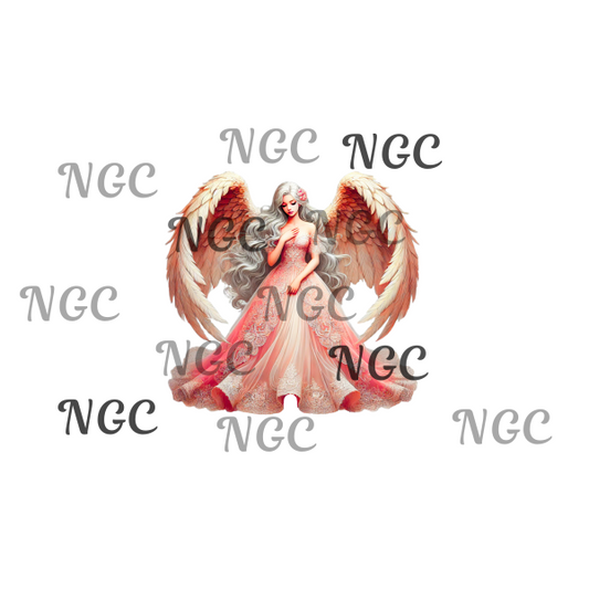 single decal angel with coral dress