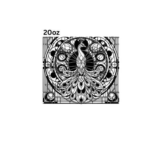 20oz peacock stained glass tooled