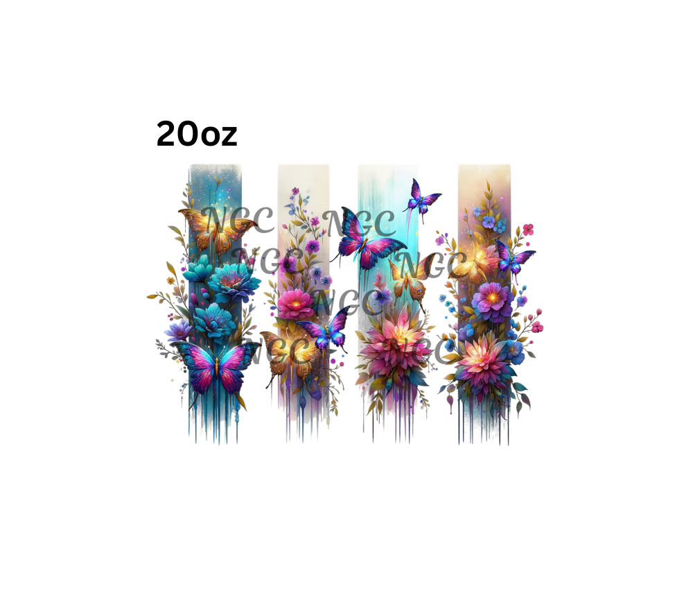 20oz brushstrokes butterflies and flowers