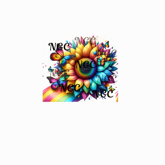 single decal rainbow sunflower