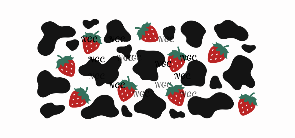 16 oz wrap black cow patches with strawberries