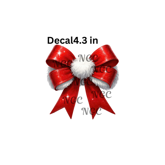 decal santa red bow with furs