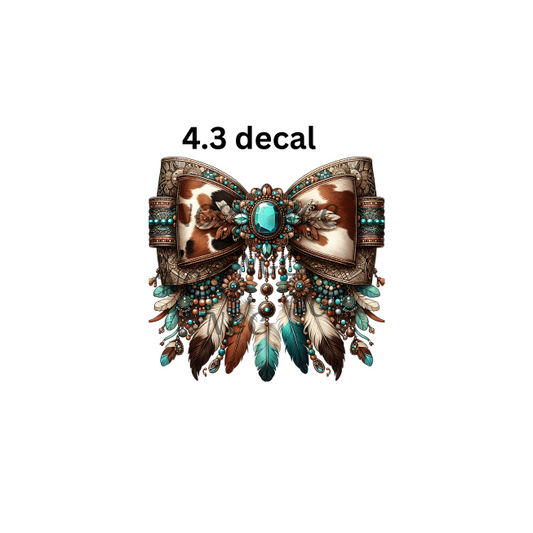 decal western bow with gems and feathers