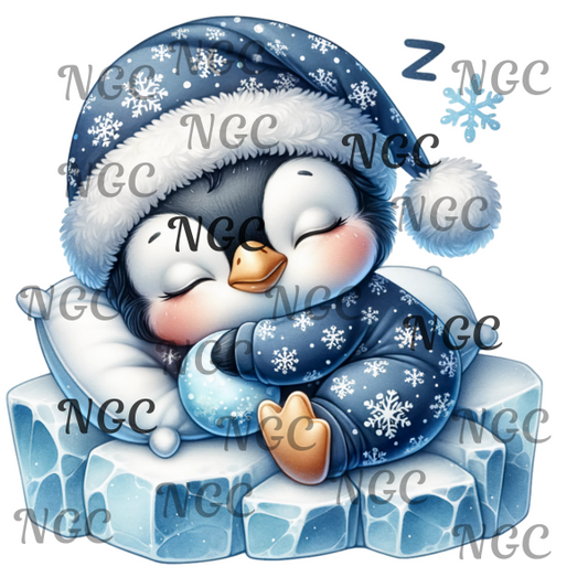 single decal sleeping baby penguin