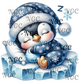single decal sleeping baby penguin