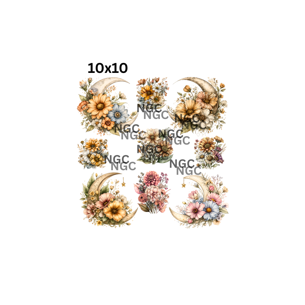10x10 floral moons