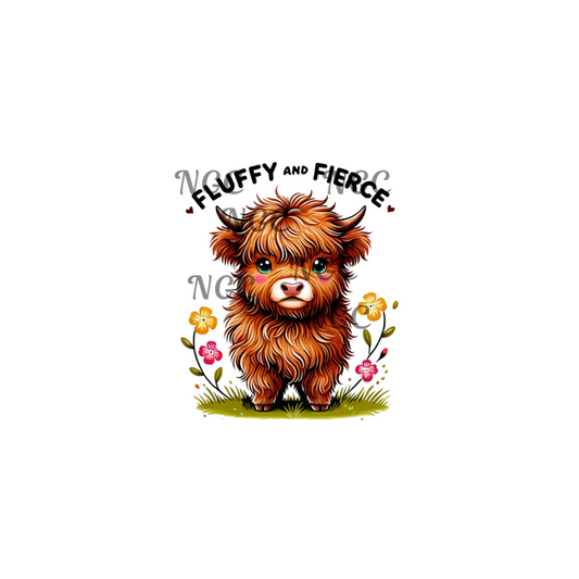 decal fluffy and fierce cow
