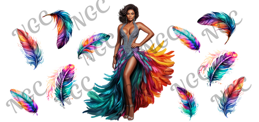 16oz wrap Girl Feather rainbow Dress