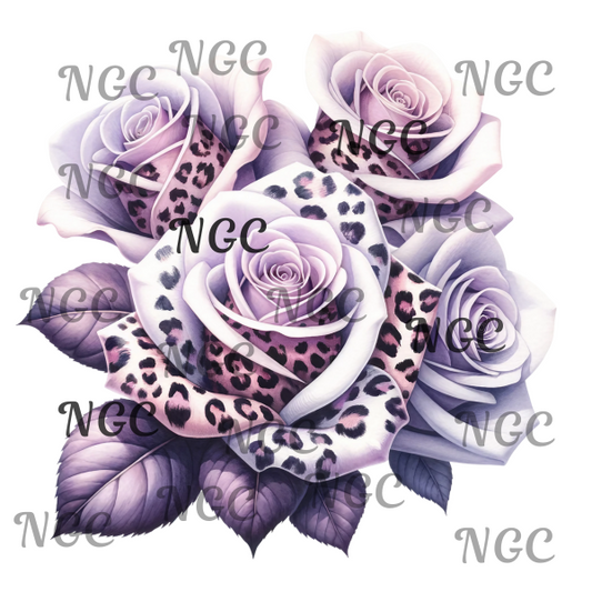 single decal animal print rose