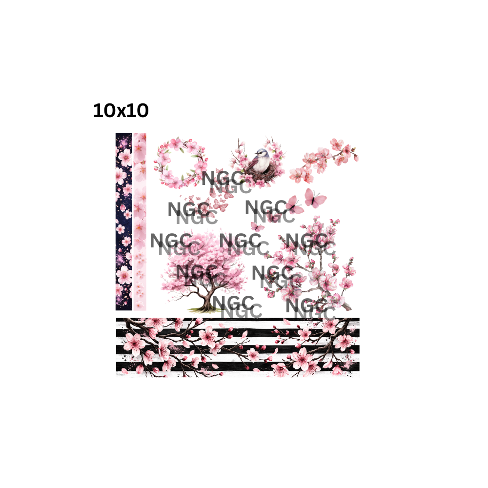 10x10 cherry tree with bird butterfly