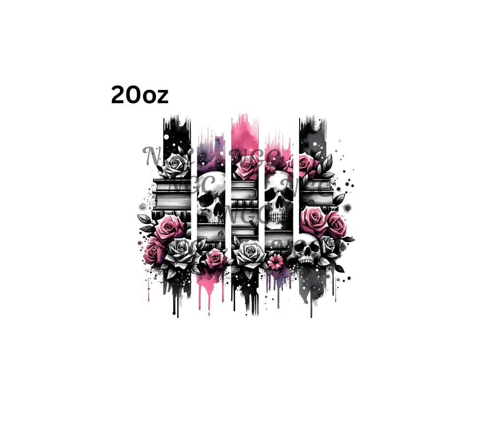 20oz skulls & books brushstrokes