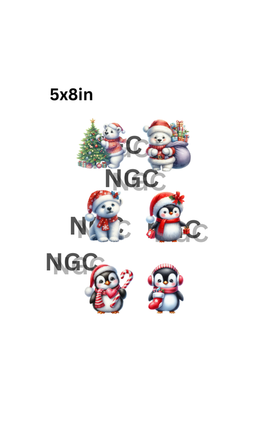 A5 polar bear penguins ornaments