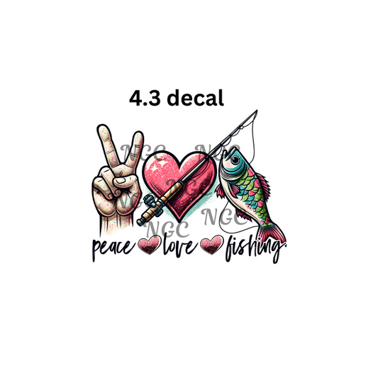decal peace love fishing