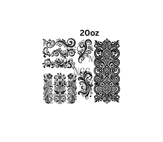 20oz black scroll works filigree