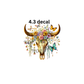 decal cow skull with flowers and butterfly