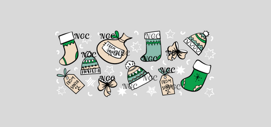 16 oz wrap cartoon christmas hats stockings bows