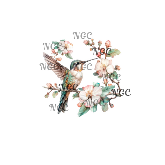 single decal hummingbird medium green color