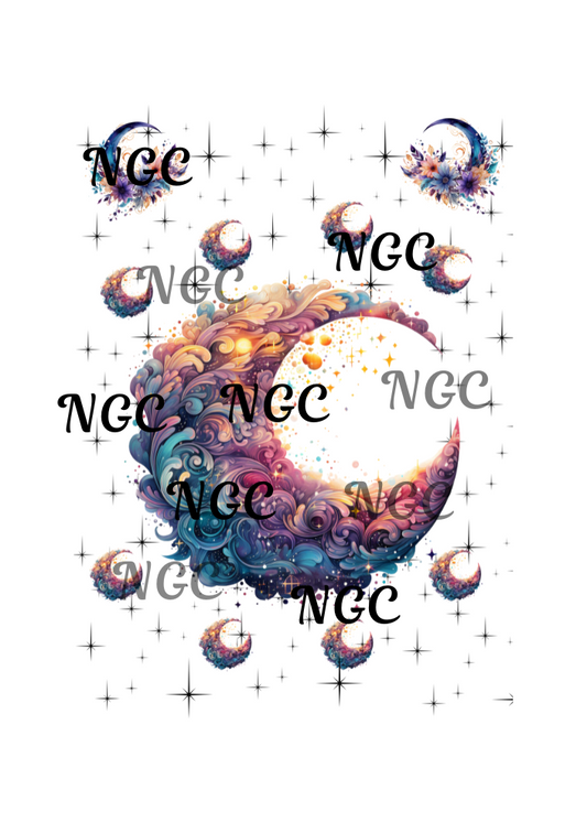 A5 Notebook purple blue peach moons