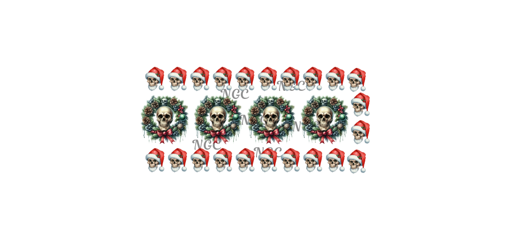16oz santa skulls with christmas skull wreaths