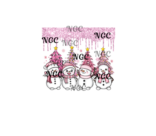 20oz wrap pink christmas snowmen
