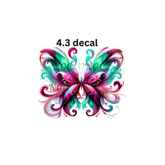 decal green and pink red butterfly
