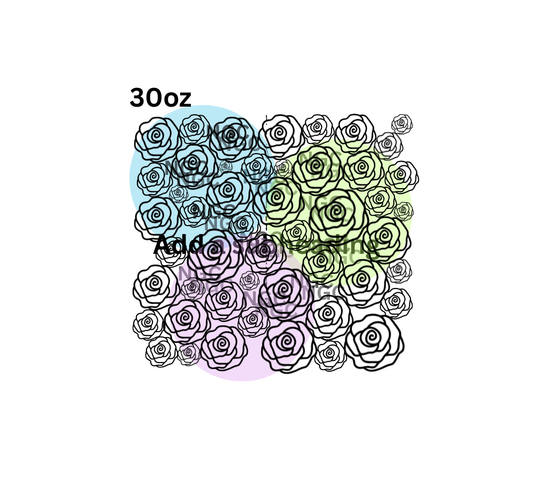 30oz black roses outline