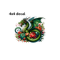 decal green dragon with flowers