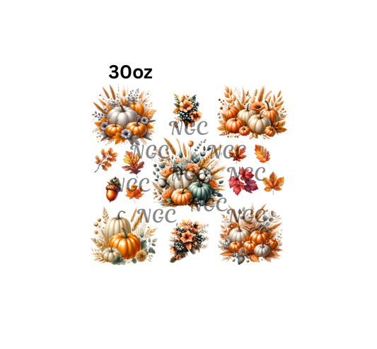 30oz boho fall pumpkins and leaves