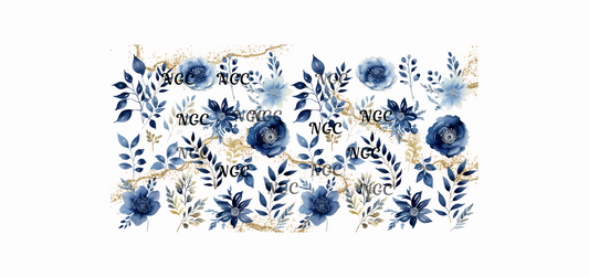 16 oz wrap blue & gold flower elements