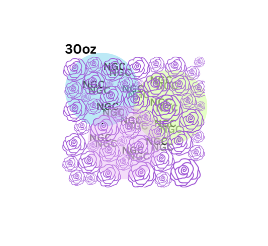30oz  purple roses outline