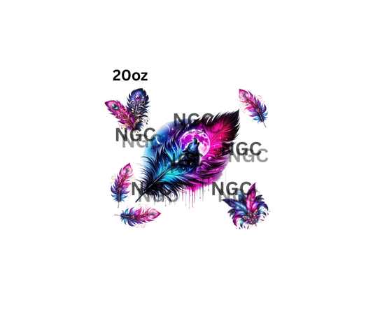 20oz feather with wolf