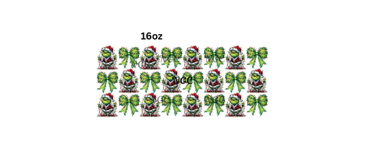 16oz grinch with bows and lights christmas